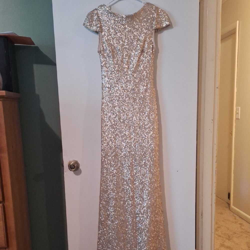 SORELLA VITA Gold Sequin One Shoulder Gown